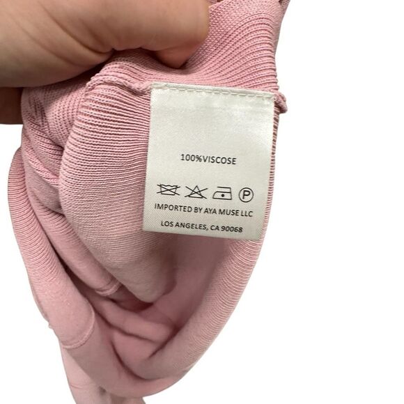 New Aya Muse Edo Halterneck Draped Maxi Dress XXS Light Pink - Picture 9 of 10